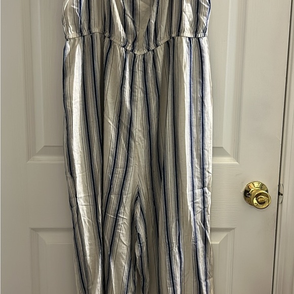 Lily Rose Blue and White Striped Jumpsuit - Picture 2 of 3